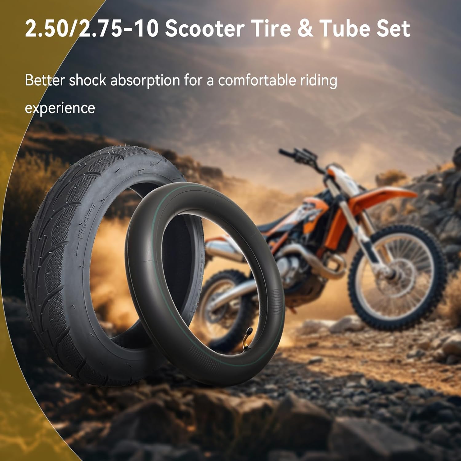 2 Set 2.50-10 Dirt Bike Tire 2.5-10" Off-Road Tire and Inner Tube Set 2.5/2.75-10 Dirt Bike Inner Tube Replacement Compatible with Honda CRF50/XR50 for Suzuki DRZ70/JR50 for Yamaha PW50