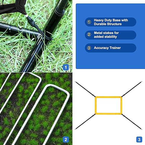 Miniatura 2 de Red de práctica de sóftbol de béisbol de 7 x 7 pies, juego de equipo de entrenamiento de lanzamiento, soporte de pelota de bateo portátil, soporte