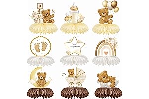 9pcs Bear Baby Shower Centerpieces for Tables Neutral