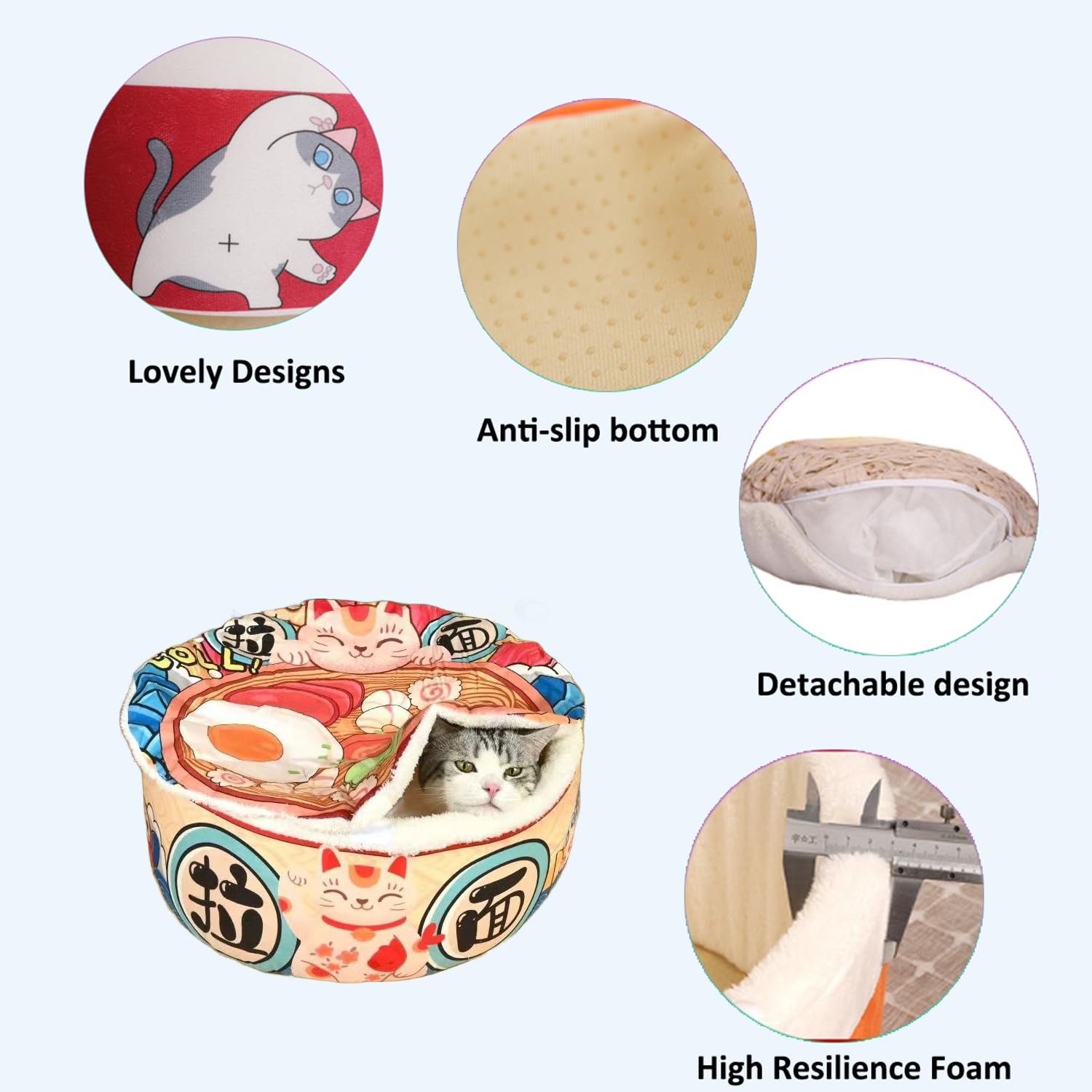 ZHUIYIWIN Cat Beds for Indoor with Anti-Slip Bottom, Cat Cave Bed, Hideaway Warm Comfortable - Image 3