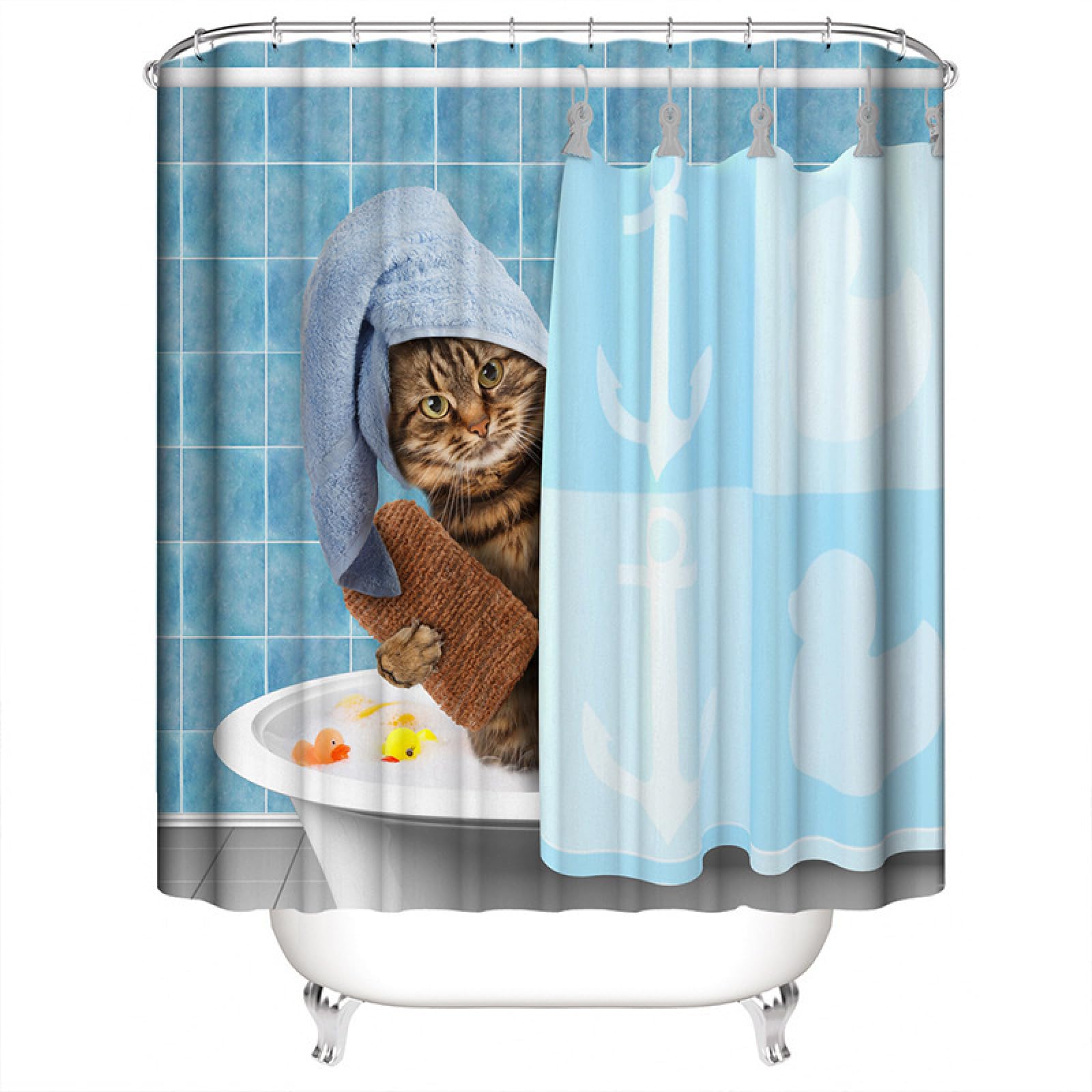 Rideau de douche anti moisissure chat résout les éclaboussures de baignoire