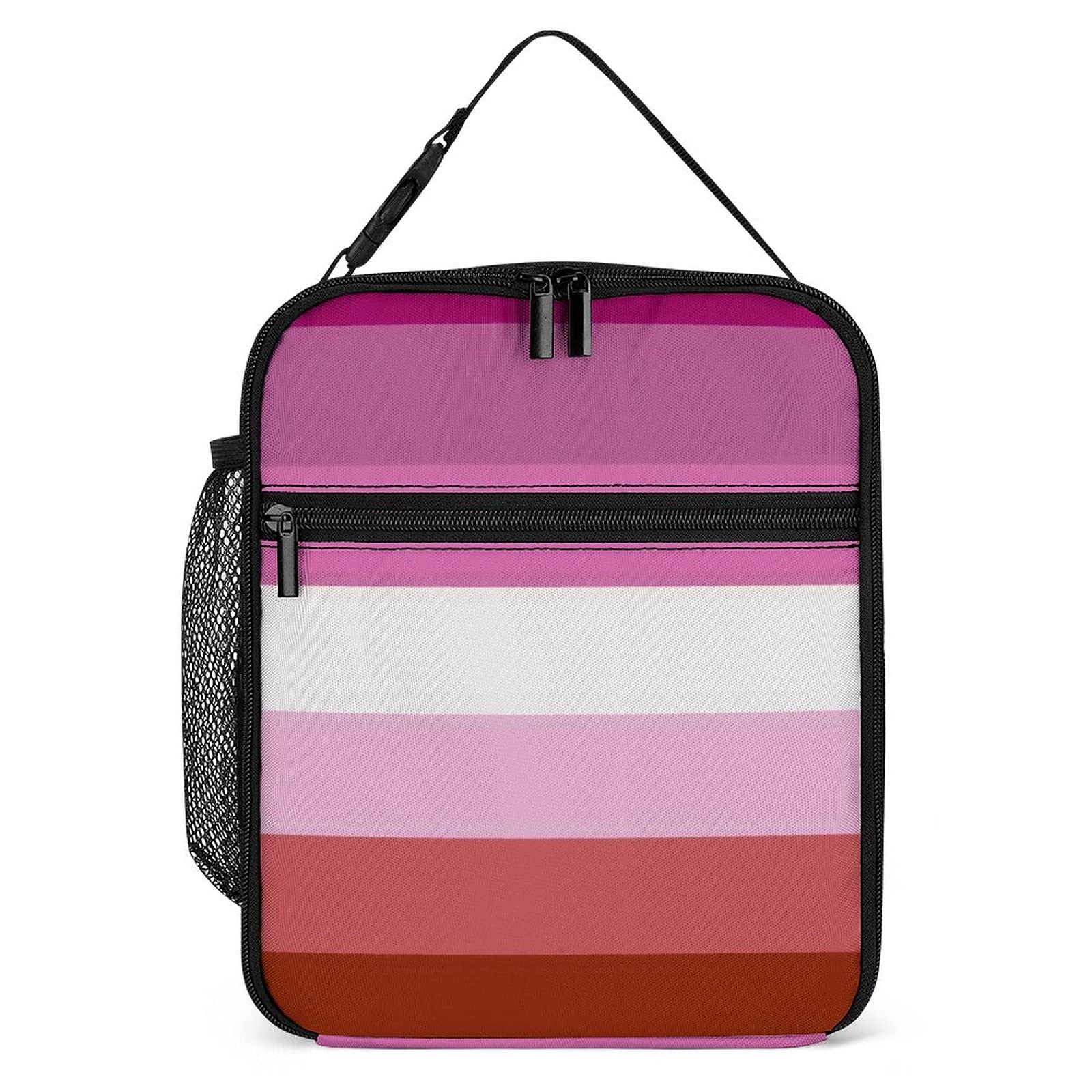 YINGD Insulated Lunch Bag Lesbian Pride Flag LGBTQ Portable Lunch Box Durable and Leakproof Lunch Bag Hands-Free Buckle Handle for Women Men