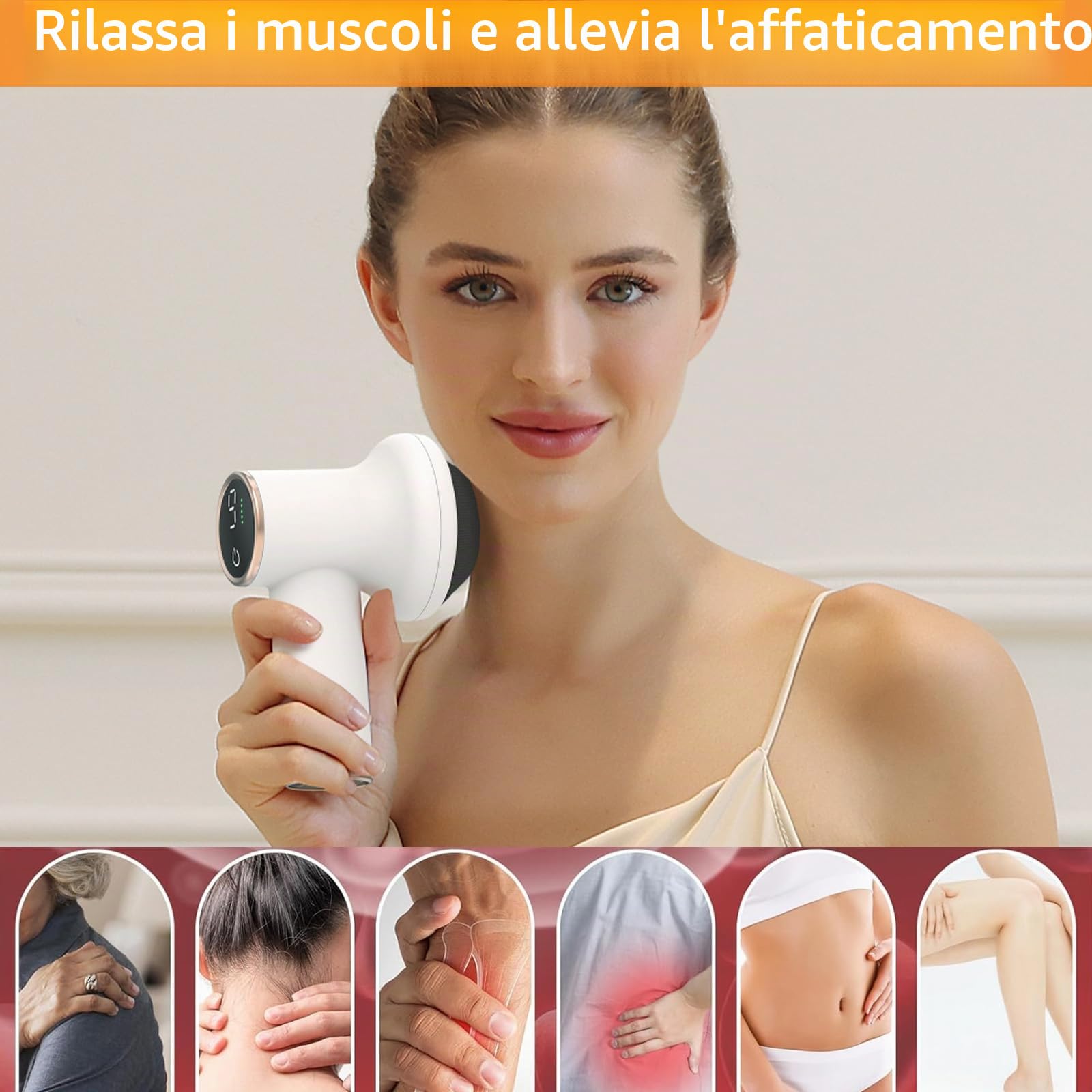 Massaggiatore Elettrico Anticellulite, Massaggiatore Linfodrenante Portatile Senza Fili, con 8 Testine Massaggianti, Rassoda Modella Allevia la Stanchezza per Spalle Vita Addome Glutei e Gambe