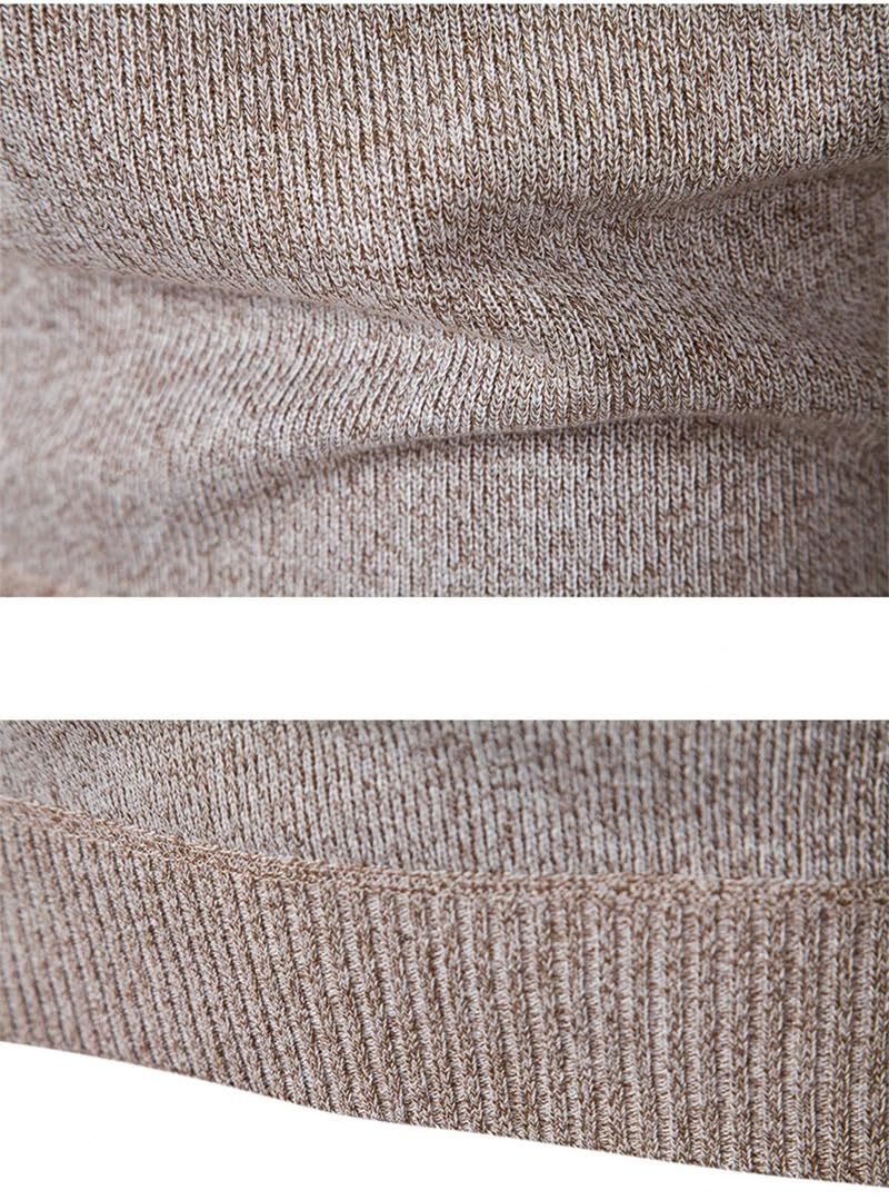 Herren Rollkragenpullover mit halbem Reißverschluss, lange Ärmel, für Herbst und Winter, solide, dicke, warme Strickpullover