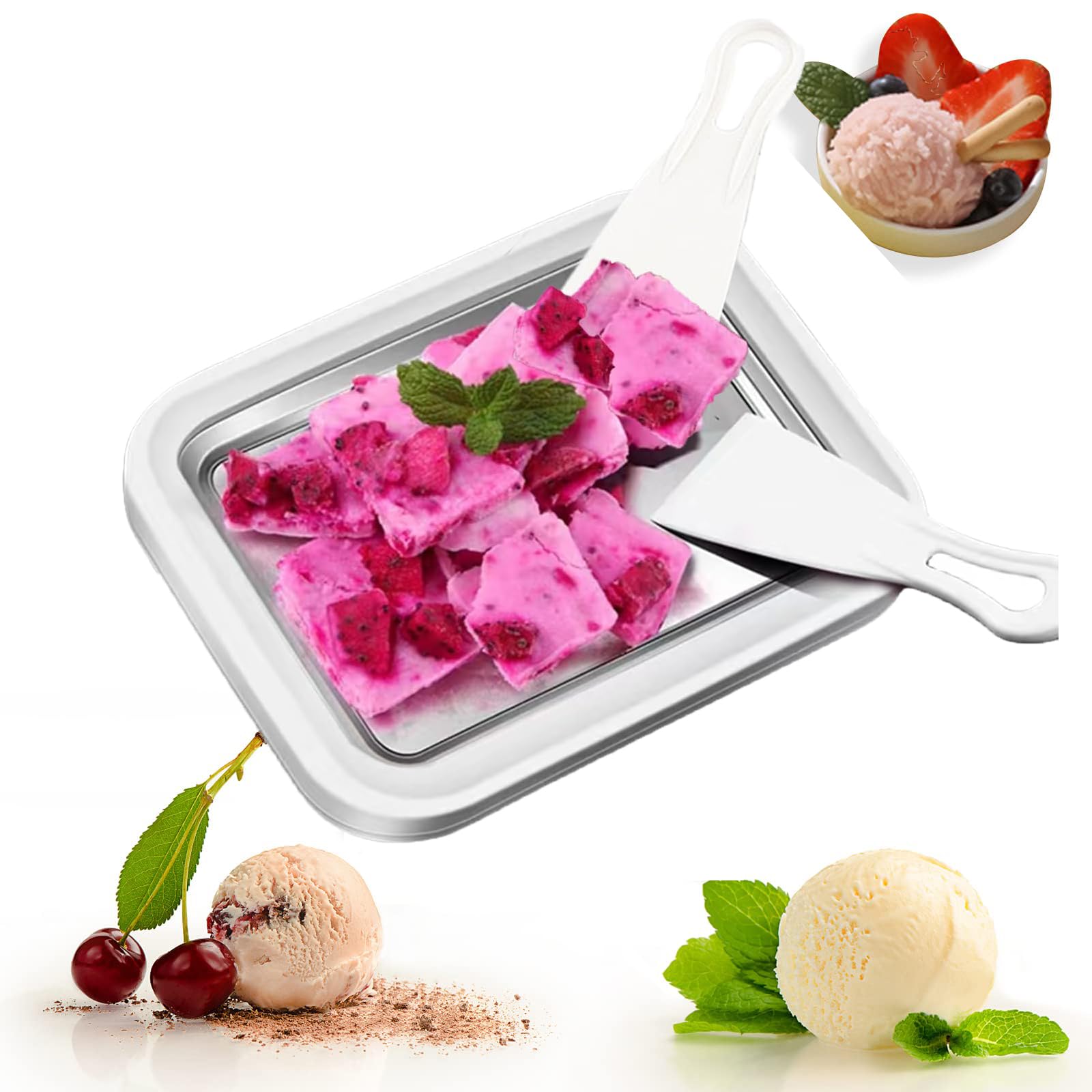 Joghurtbereiter & Instant-Eismaschine, Hausgemachter Frozen Joghurt Maker in 30 Minuten, für Familienaktivitäten und DIY-Eiscreme-Leckereien