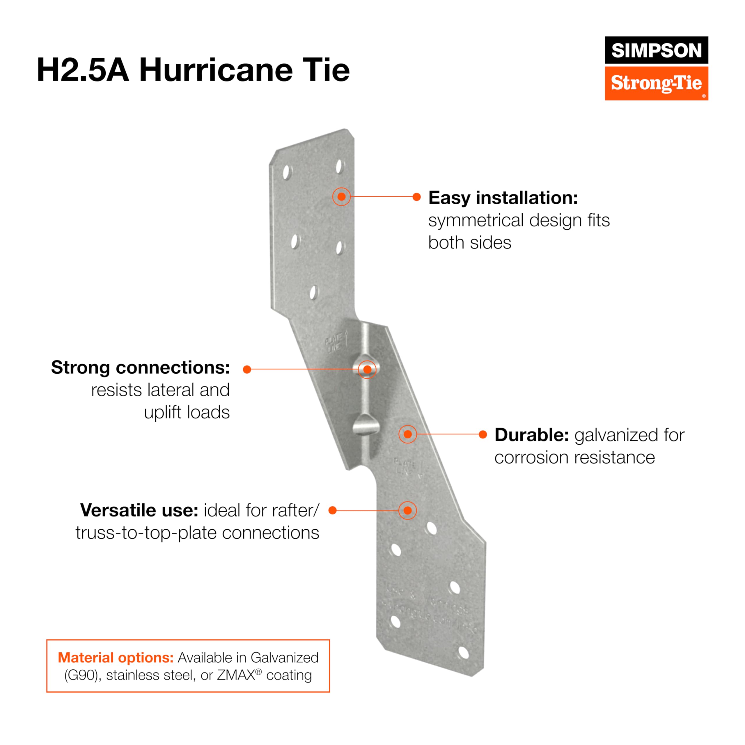 Amazon.com: Simpson Strong-Tie H2.5AZ H2.5A 18-Gauge ZMAX