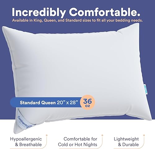 Miniatura 9 de Juego de 2 almohadas de plumas de ganso de lujo, tamaño súper estándarQueen, fabricadas en Nueva York, almohadas de cama transpirables para dormir,