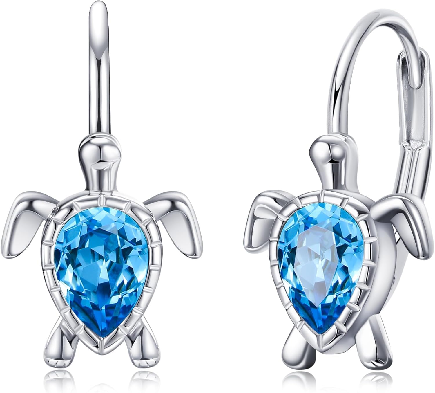 Sea Turtle Earrings for Women 925 Sterling Silver Turtle Leverback Hoop Earring Ocean Jewelry