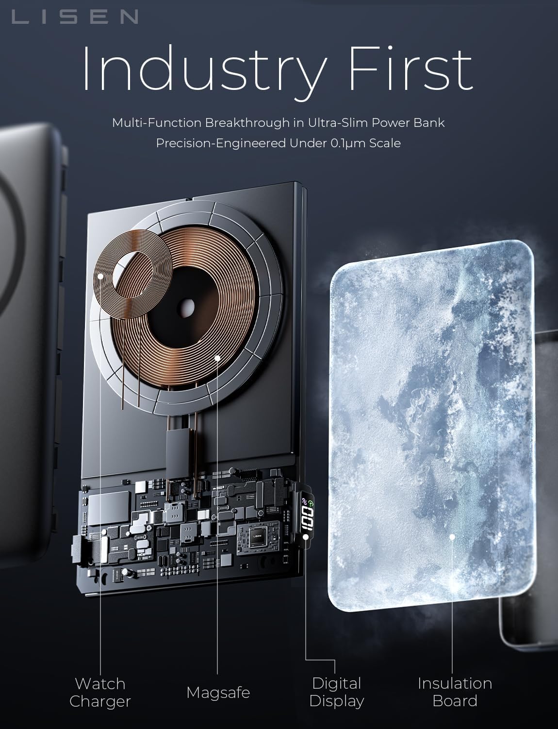 LISEN 0.5'' Slim Magnetic Power Bank for iPhone and Apple Watch,10000mAh MagSafe Battery Pack, Alloy Magnetic Portable Charger for iPhone 17 16 15, iWatch S11 S10 S9, Essential for Winter Storm - Image 7