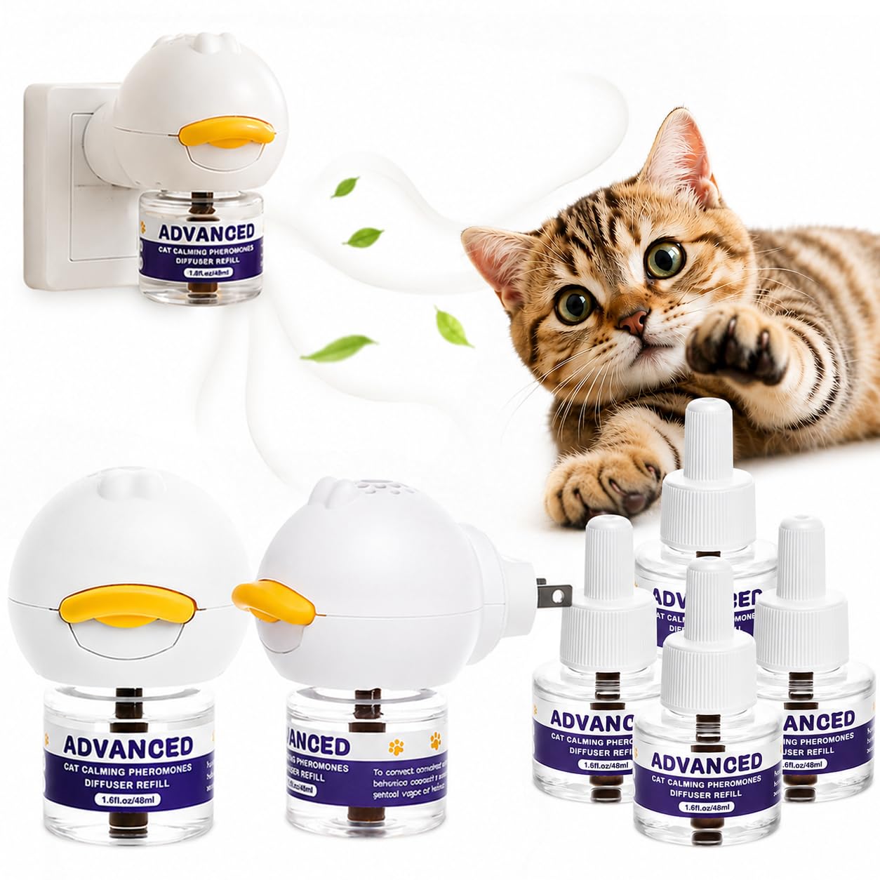 EIUIO Lot de 2 recharges pour diffuseur apaisant pour chat