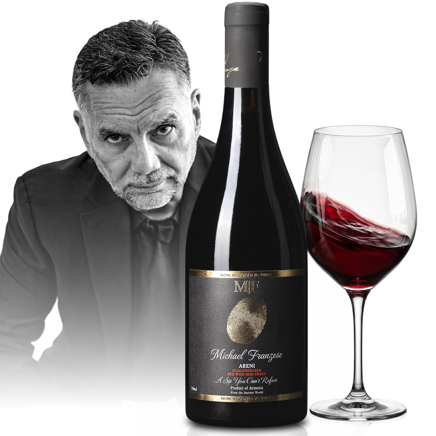 Michael Franzese Wine Non Alcoholic Red Wine, Semi Sweet Areni Noir 750ml