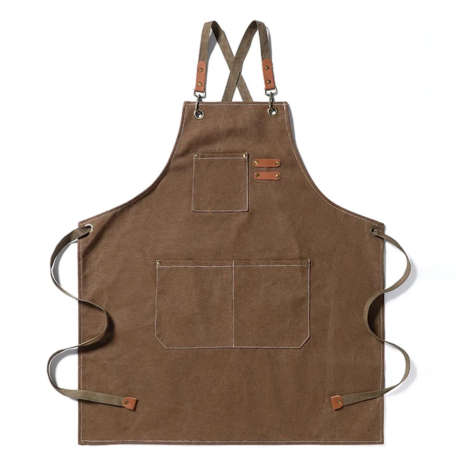 Delantal de Trabajo Delantales de cocina lona a la moda for mujer y hombre, delantal trabajo del Chef for parrilla, restaurante, Bar, tienda, cafeterías, uniforme estudios uñas belleza