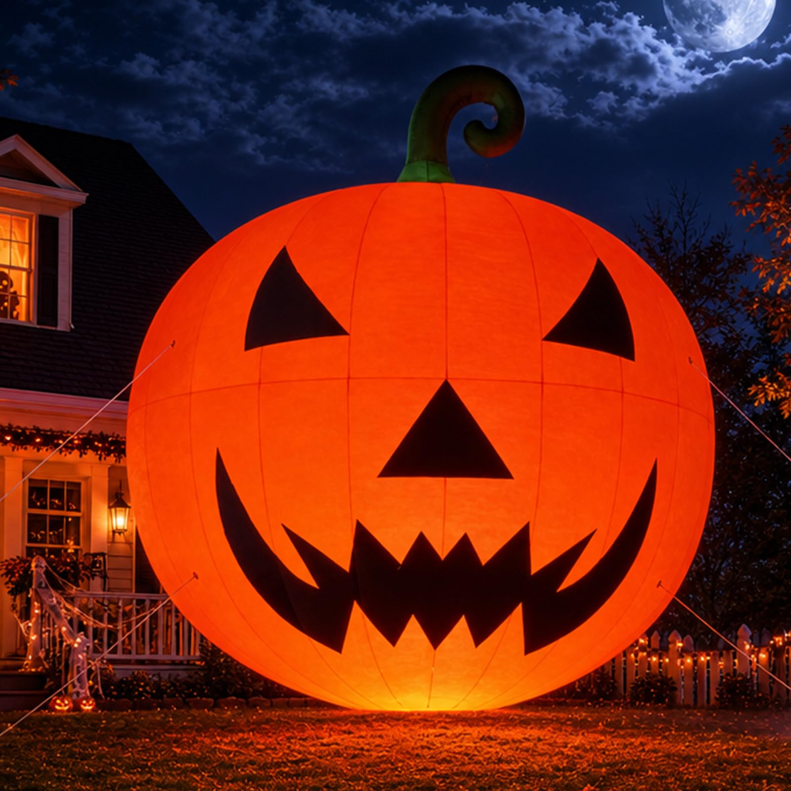 Zucca gigante gonfiabile di alta qualità per Halloween, con soffiatore, decorazioni per Halloween, decorazione per esterni, cortile, prato, feste di Halloween (senza luci LED integrate)