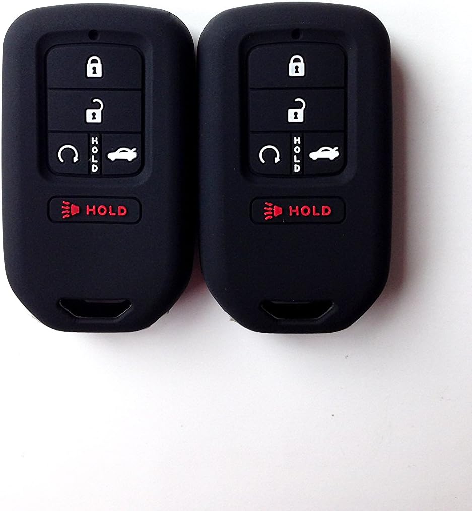 Autobase Silicone Key Fob Cover for Honda Accord Civic CR-V CRV Pilot Passport Insight EX EX-L Touring | Car Accessory | Key Protection Case - 2 Pcs (Black)