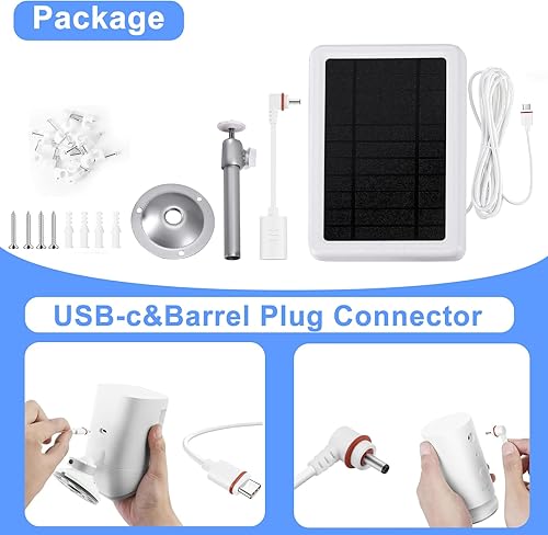 Miniatura 7 de Panel solar para cámara de anillo, compatible con Ring Stick Up Cam, Stick Up Cam Pro, Ring Spotlight Cam, Spotlight Cam PlusPro Battery (paquete de