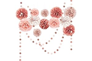 NICROLANDEE Rose Gold Tissue Pom Poms for Wedding Decorations - Engagement, Birthday,...