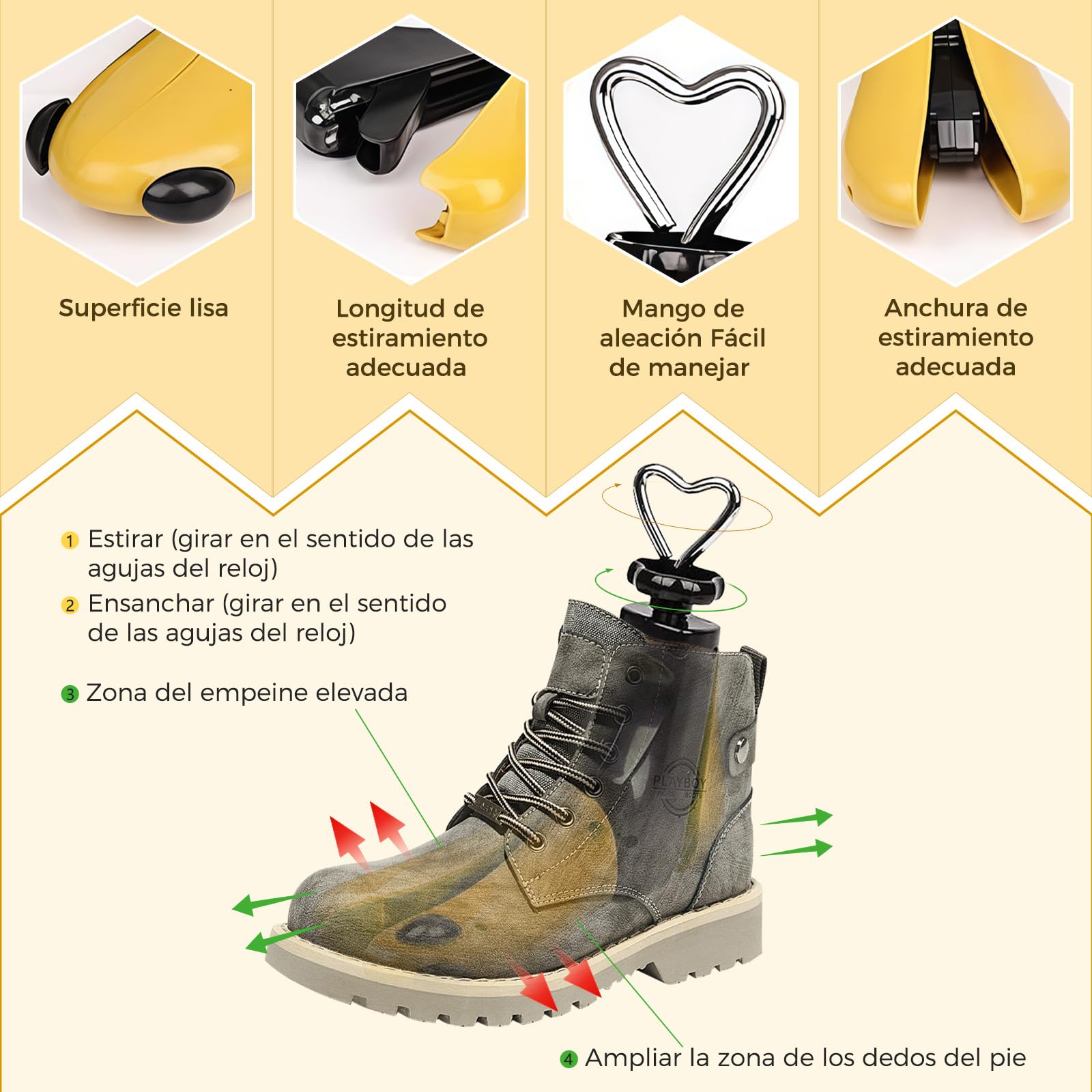 Horma Zapatos Ajustable 4 Direcciones Estirador de Zapatos Ancho Longitud Regulables 2 Piezas