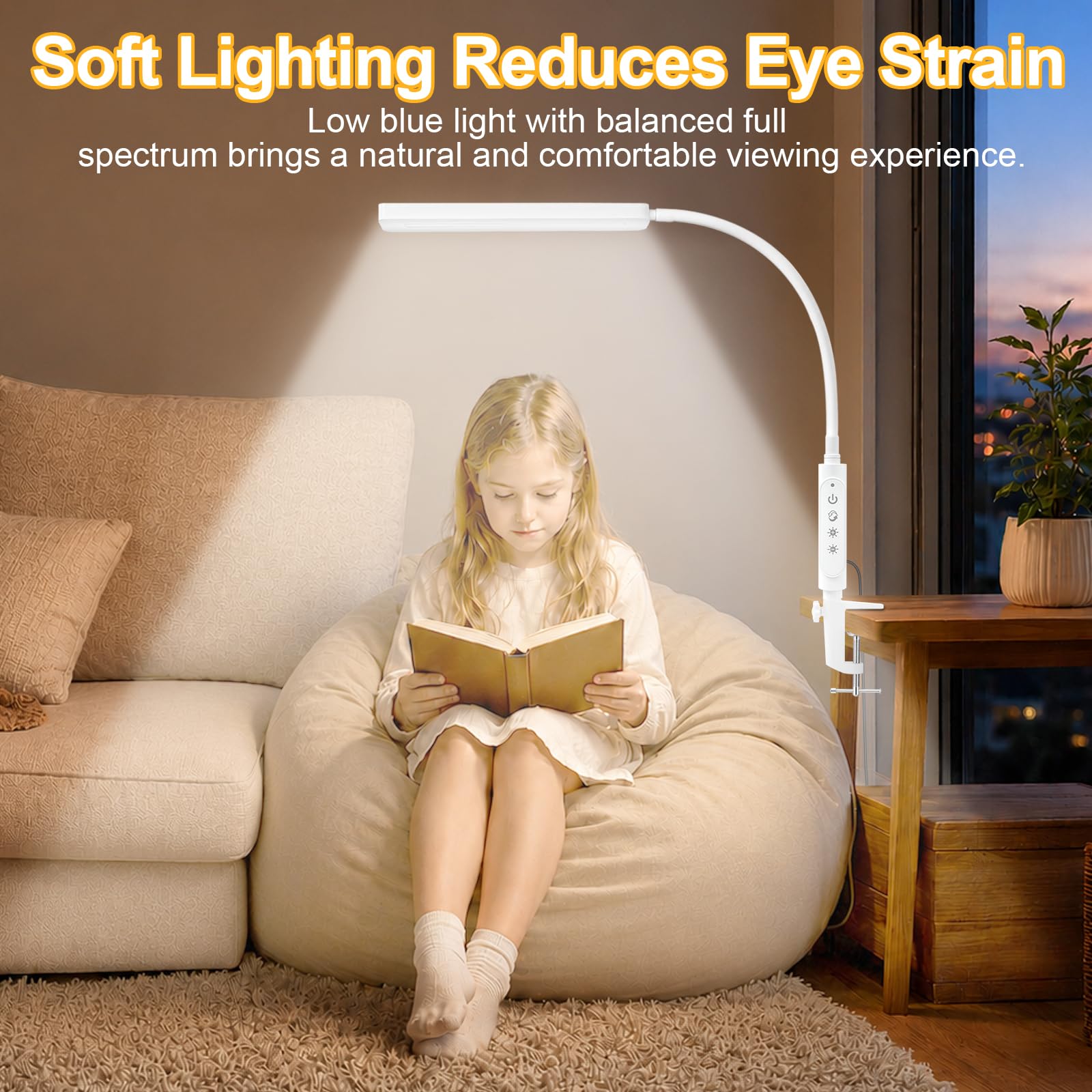 Lermende Lampada da scrivania a LED con morsetto White-JS