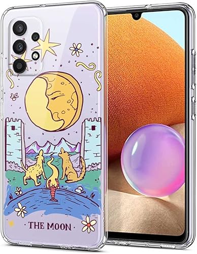 Funda compatible con Samsung Galaxy A53 5G, Tarot The Moon Vintage Psicodélico Estético Diseño Gráfico Moderno para Samsung Funda Mujer Niña Funda