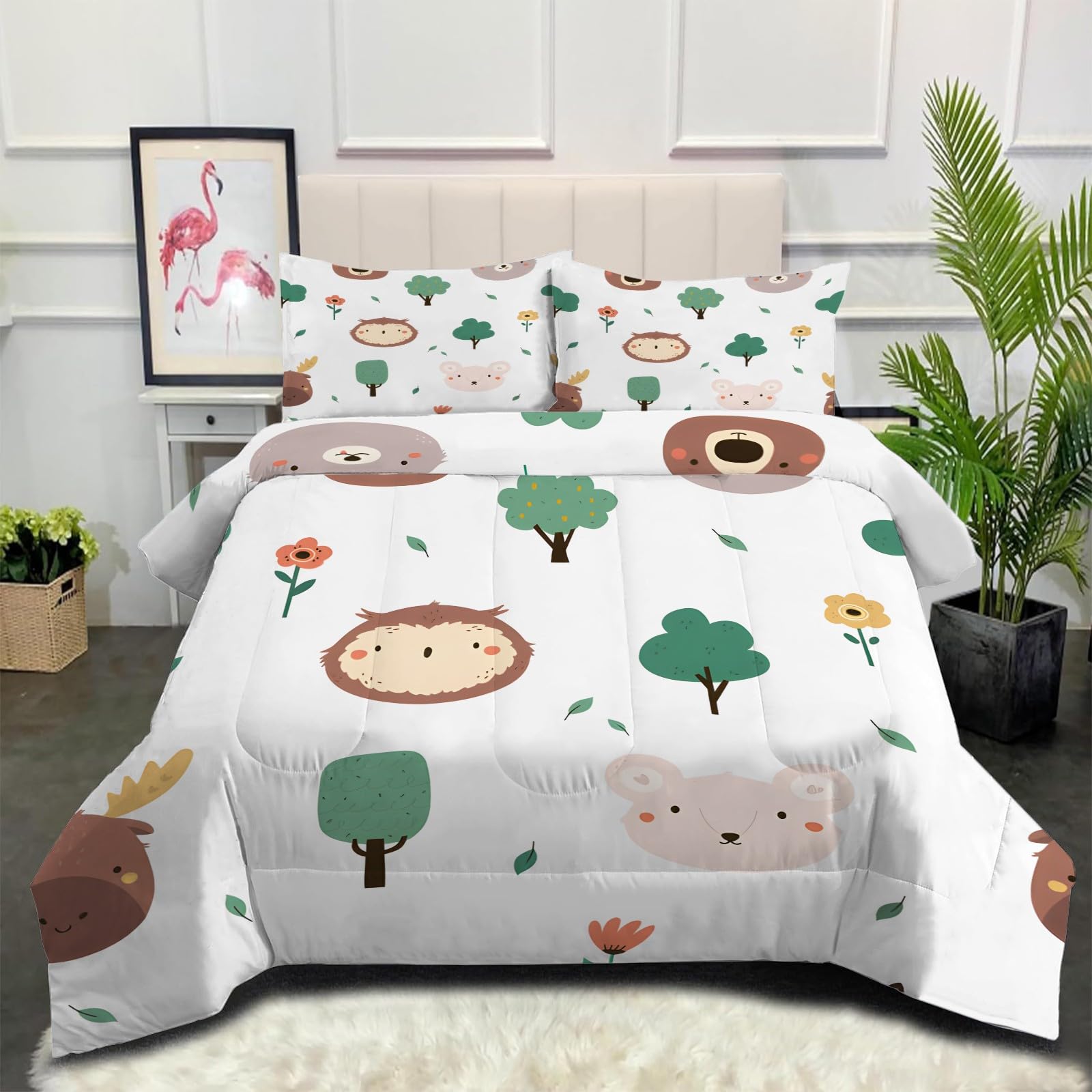 Kołdra 220x240 4 pory roku biały las kołdra 2 osoby 220x240, kołdra z nadrukiem 220x240 Kołdra bez poszwy można prać w pralce, 1 dwustronna kołdra i 2 poszewki na poduszki BC345