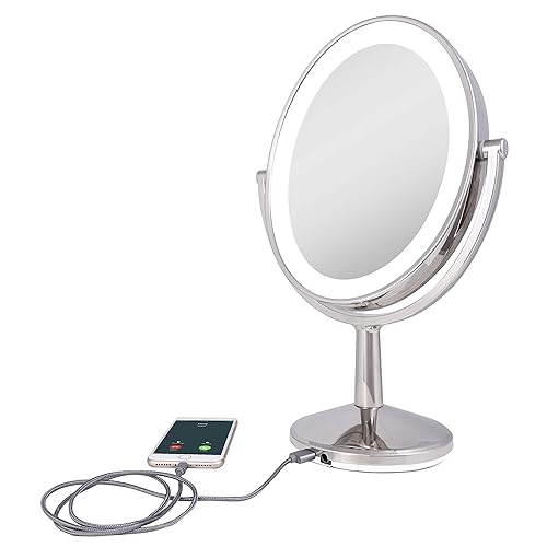 Miniatura 5 de Zadro 9" Oval Cordless LED Lighted Makeup Mirror with Magnification 5X1X Touch Pad Makeup Mirror with Lights USB Port