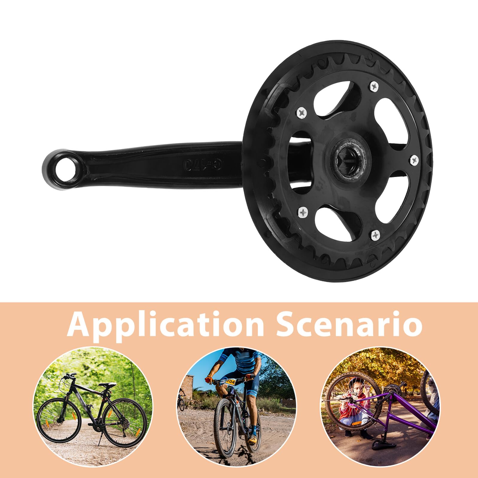 Set Guarnitura Bici con Braccio Pedivella Conico Quadrato 32 Denti in Lega con Protezione Corona, Guarnitura per Mountain Bike e Bici Elettrica, Installazione Rapida per Uso