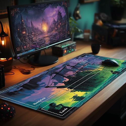 Miniatura 6 de Alfombra de juego con zonas para juegos de cartas MTG, alfombrillas de juego mágicas de mesa de 24 x 14 pulgadas, mesa de juego Commander Deck