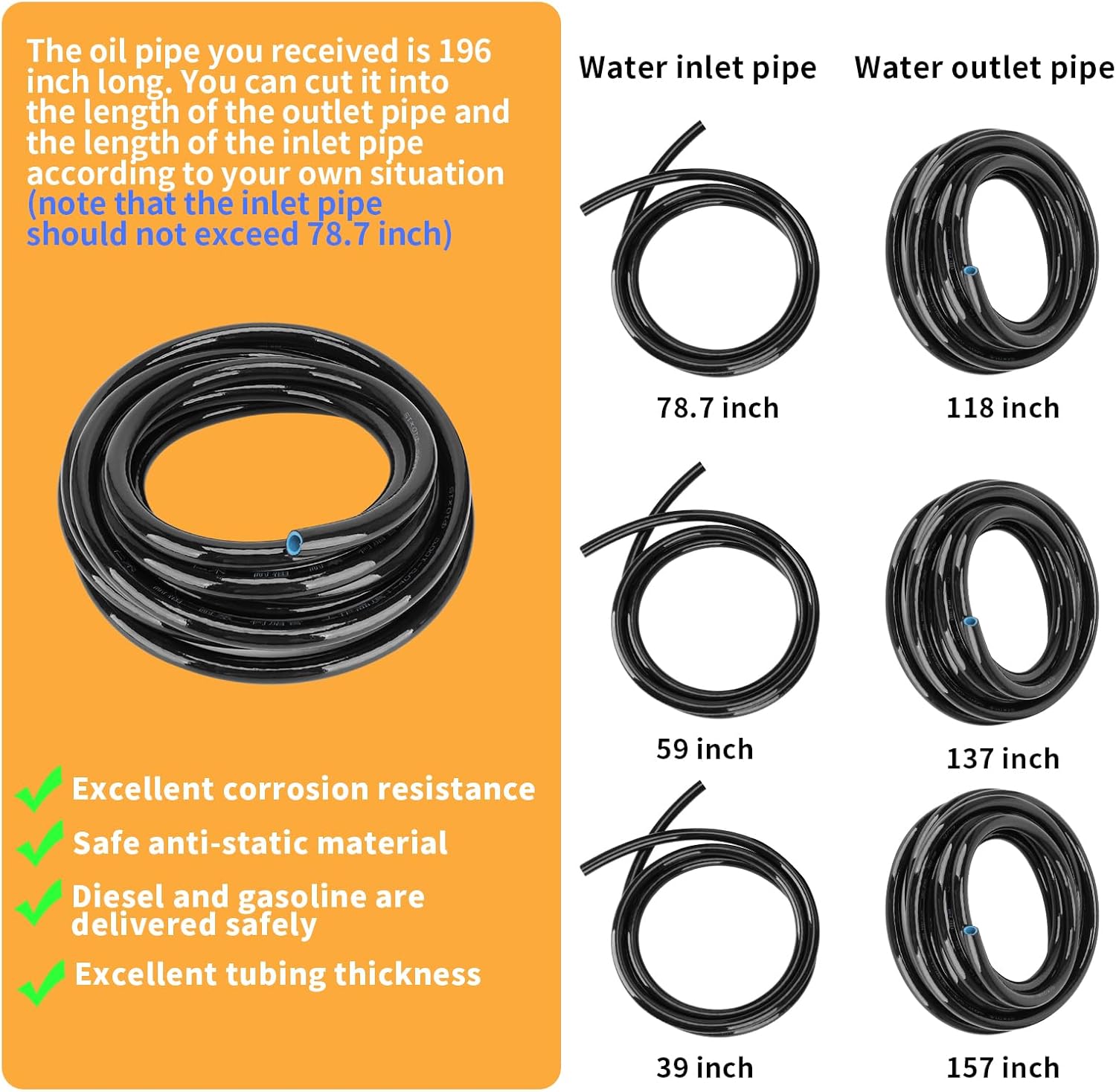 12 V Fuel Gasoline Transfer Pump Kit, Transfers Up to 125 Gallons of Gasoline Diesel Or Water per hour,Great for Vehicles, Boats, Equipment(No Working Temperature During Oil Pumping Process)