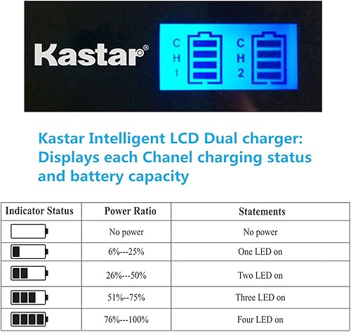 Miniatura 3 de Kastar Cargador USB dual LCD para Qumox BAT-412 y SJCAM SJ500X Elite SJCAM SJ6000 SJCAM SJ7000 SJCAM SJ8000 SJCAM SJ9000 Pruveeo DV200 Cámara de