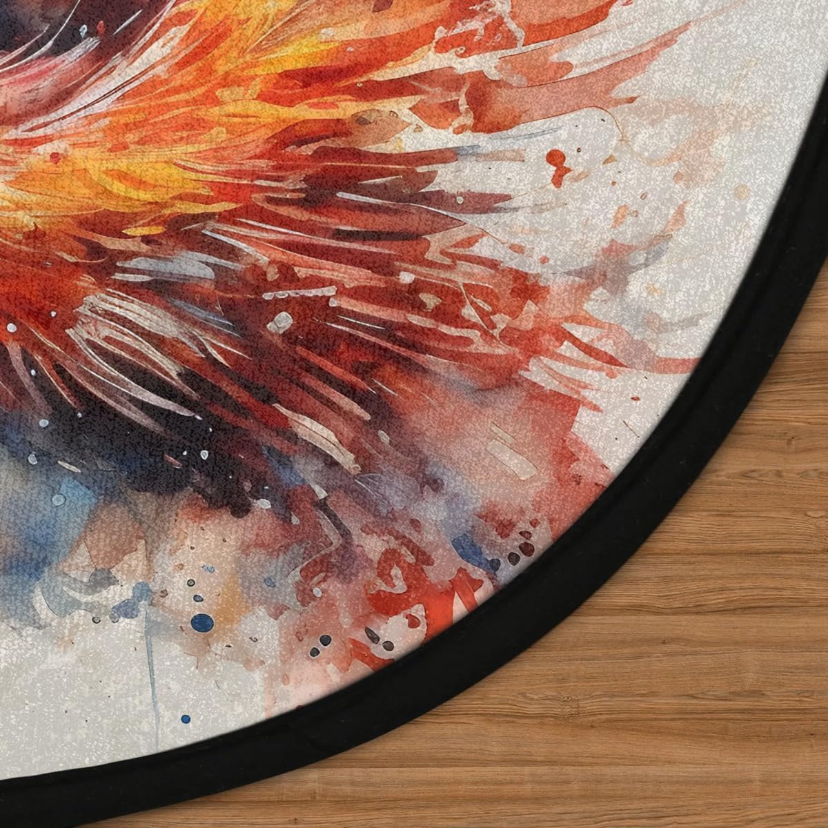Phoenix Bird Watercolor Round Area Rug 3ft Washable Soft Circle Rugs Non-Slip Indoor Floor Mats Throw Rug Carpet for Nursery Kids Room Living Room Entryway Bedroom Bathroom Decor