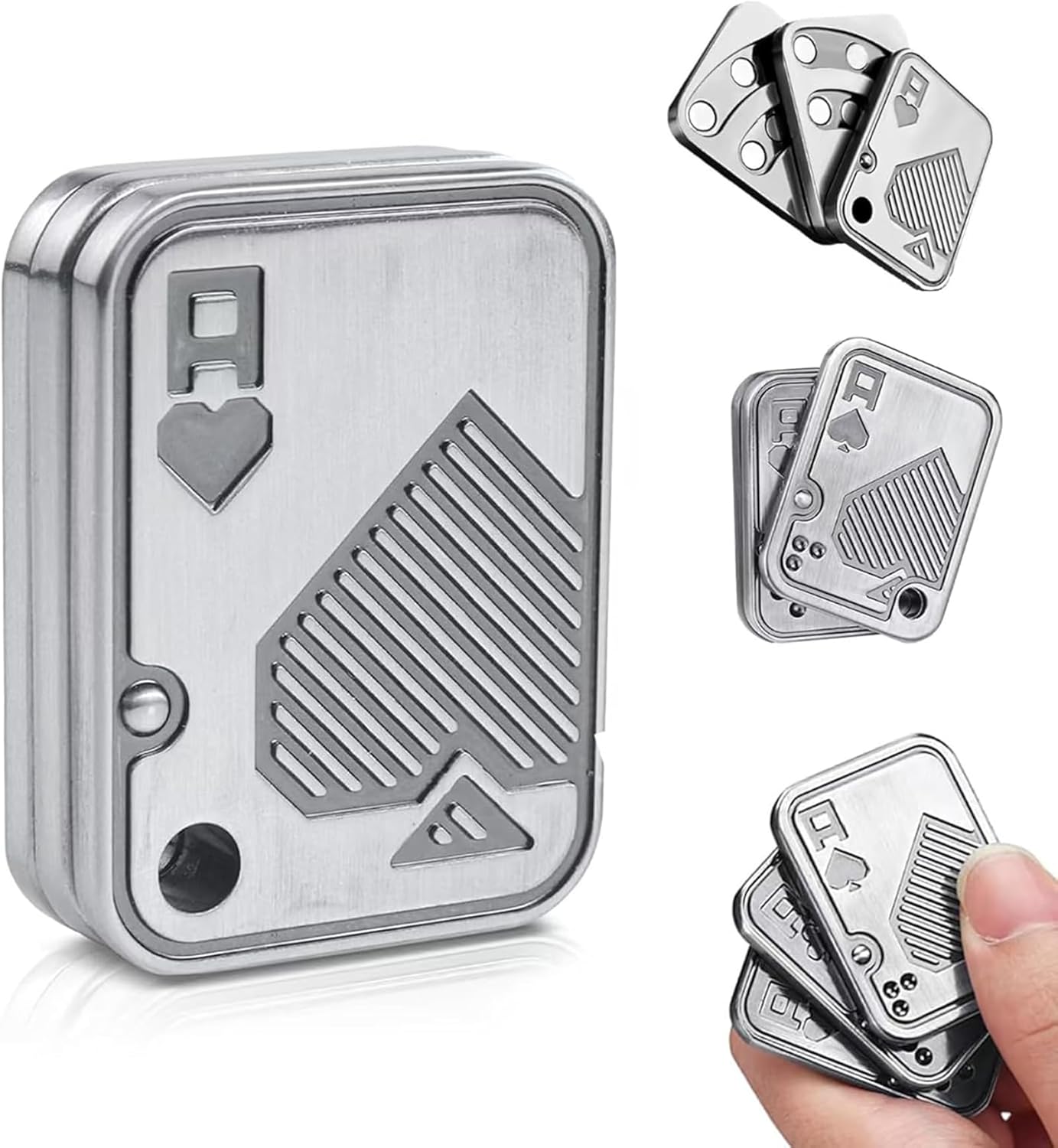 Triple EDC Fidget Slider Fidget Toys for Adults Poker A Push Card Anxiety Autism ADHD Cool EDC Toys-Triple Silver Poker ACE