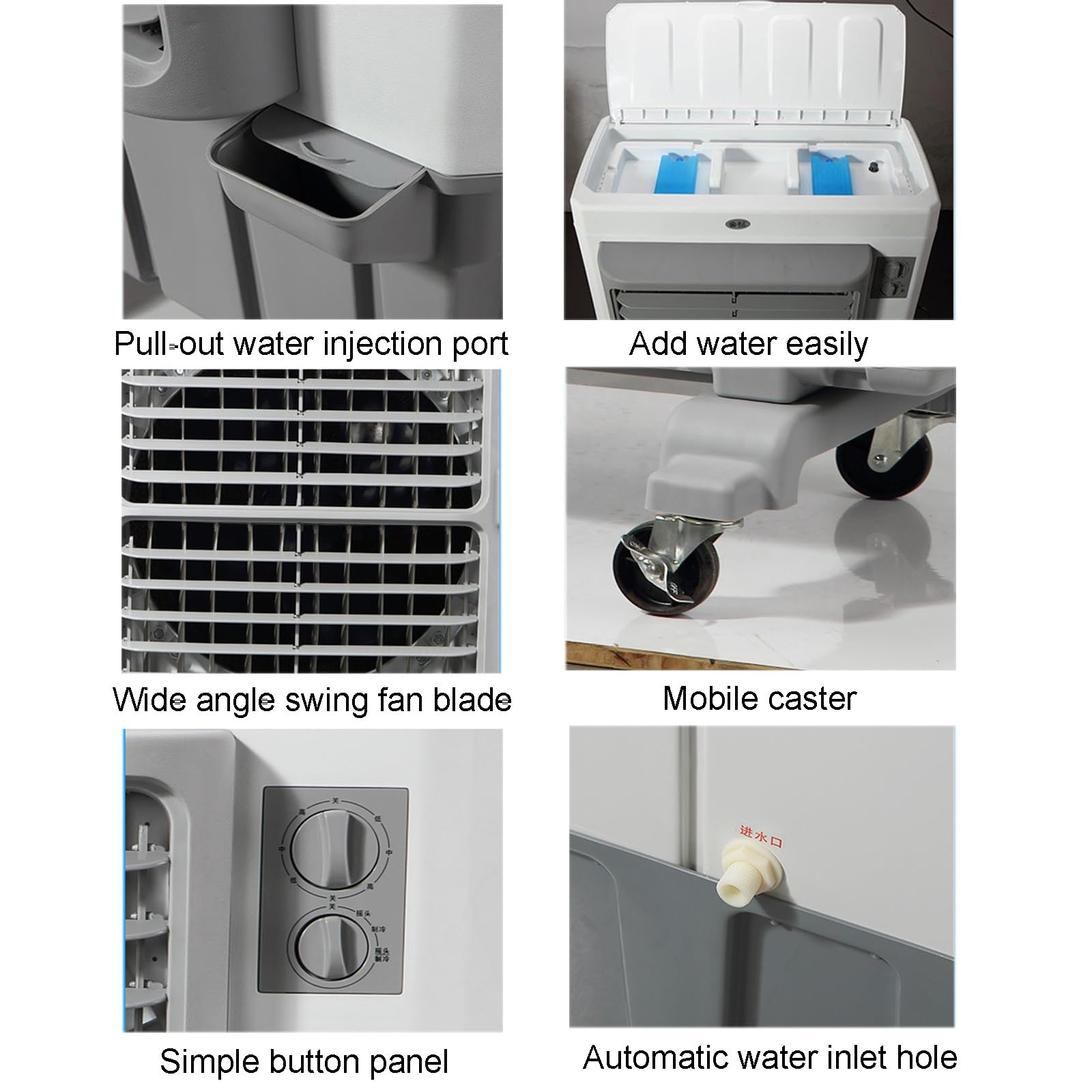 Genérico Ventilador Enfriador de Aire evaporativo portátil con depósito de Agua de 120 L, 3 velocidades, Ruedas universales para Uso en Interiores y Exteriores o en Garaje.