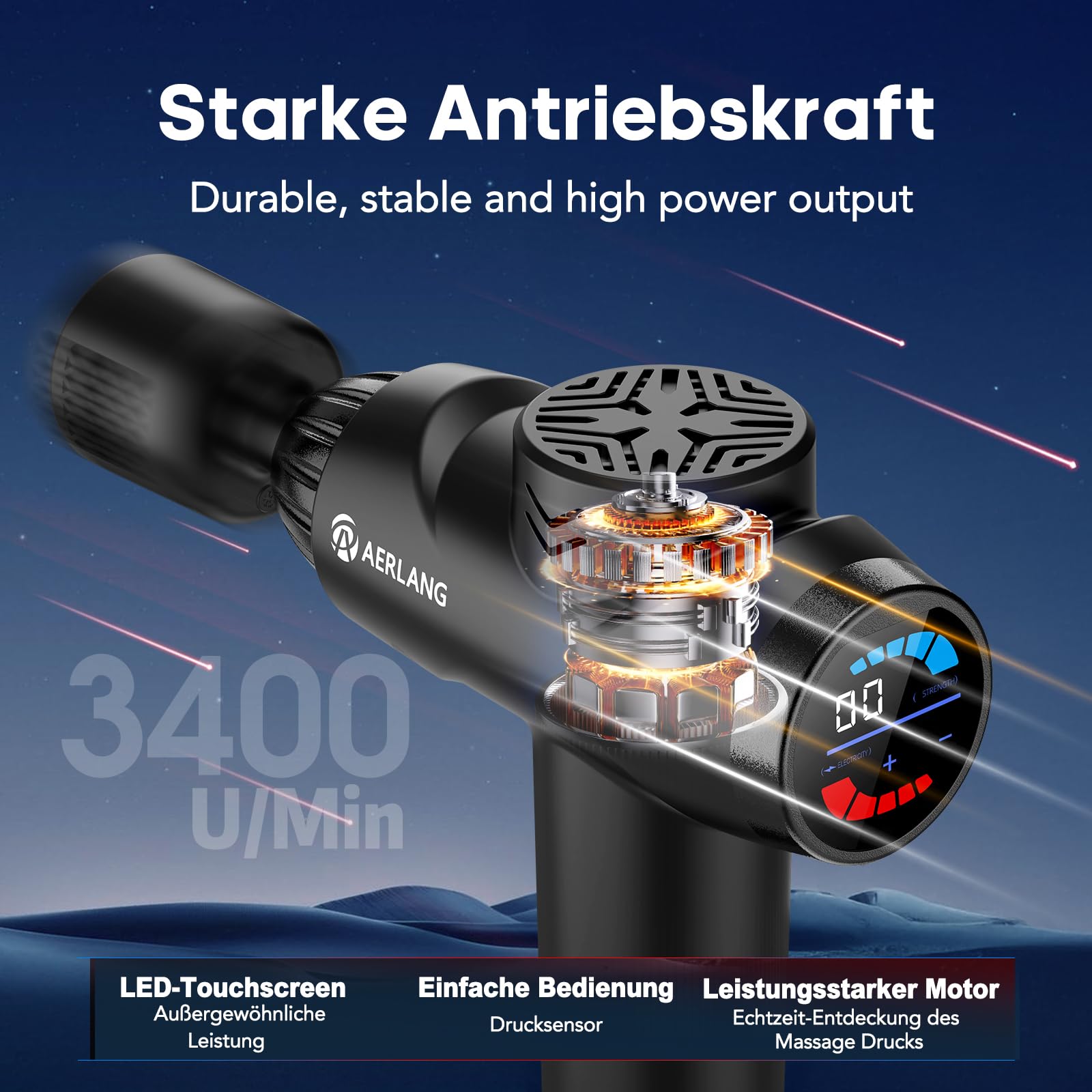 Geschenke zum Vatertag,AERLANG Massagepistole mit Wärme und Kälte,Massage gun Hilft bei Muskelkater Geeignet für viele Muskeln im Körper,Handmassagegerät mit 7 Köpfen