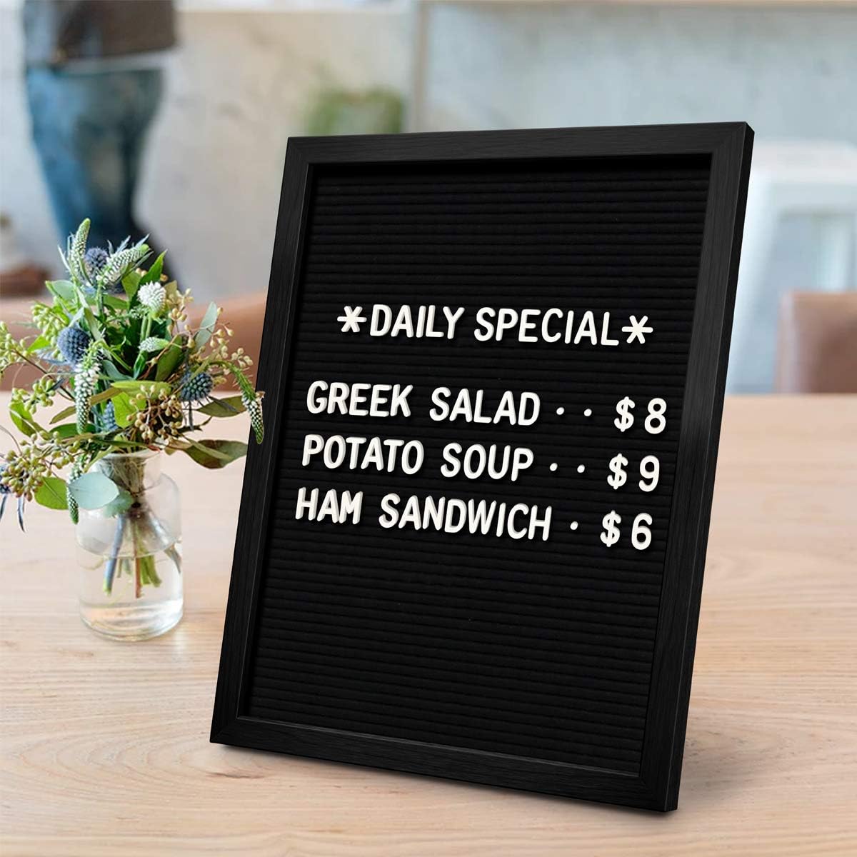 Black Felt Letter Board | Classy Dark Stained Wooden Frame with White Letters | Premium Changeable Sign Boards for Home Decor, Motivational Quotes, Baby Announcement Message Letterboard (12" x 16") : Office Products