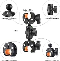 Vista 2 de Abrazadera de doble abrazadera para silla de montaje de cámara, con brazo mágico de 360°, adaptador de cabezal de doble bola para paraguas, poste