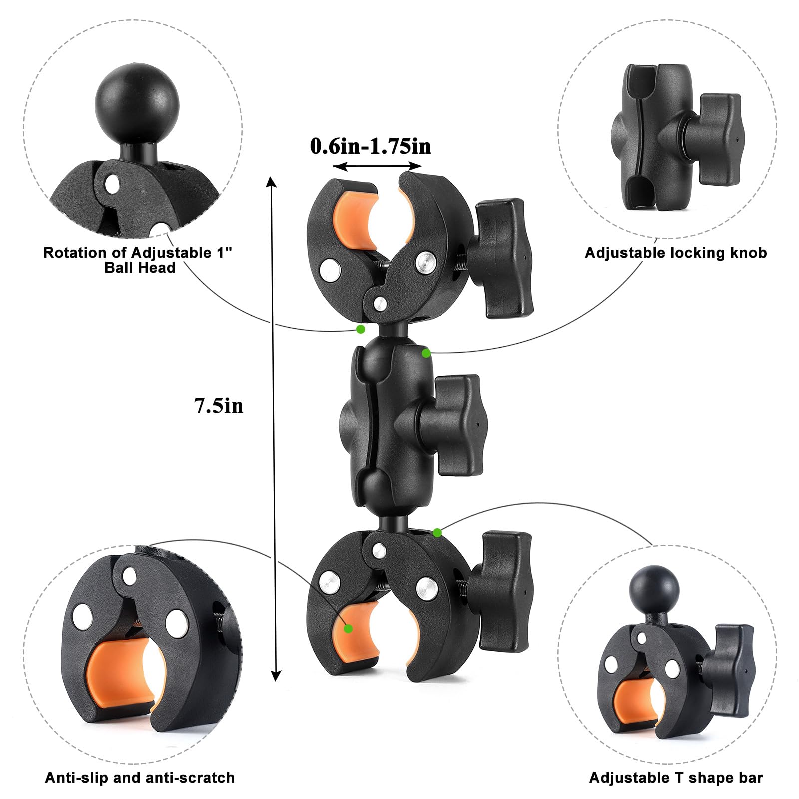 Koolehaoda Double Ballhead Ball Arm Camera Clamp Mount Monitor Mount Bracket With Crab Clamp For DSLR Camera Rig, LCD Monitor, LED Flash Lights, Microphones (Double Magic Arm-2pcs