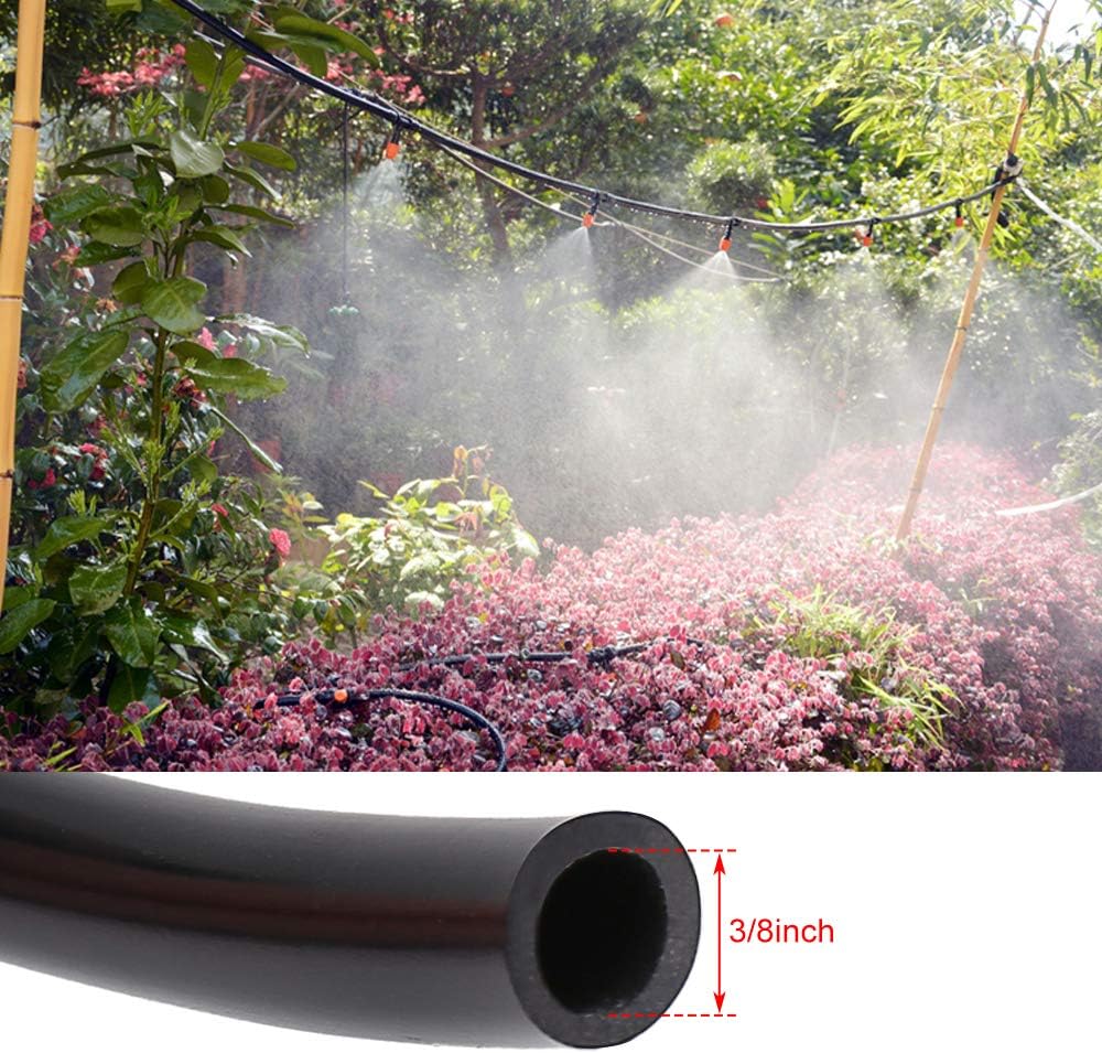 MultiOutools Distribution Tubing 3/8 inch Drip Irrigation Tubing Hose, 50FT Heavy Duty Drip Irrigation Kit for Lawn Garden Watering (3/8” tubing 50FT, Black) : Patio, Lawn & Garden
