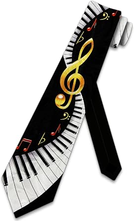 Steven Harris Mens Keyboard Necktie Piano Ties with Notes and Treble One Size Black