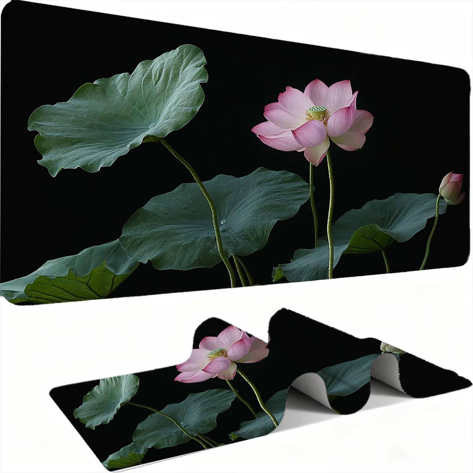 Podkładka pod mysz XXL kwiat/różowa 1500 x 800 mm duża podkładka pod mysz szyte krawędzie wodoodporna antypoślizgowa duże rozszerzone akcesoria biurowe do komputera, laptopa poprawia dokładność i