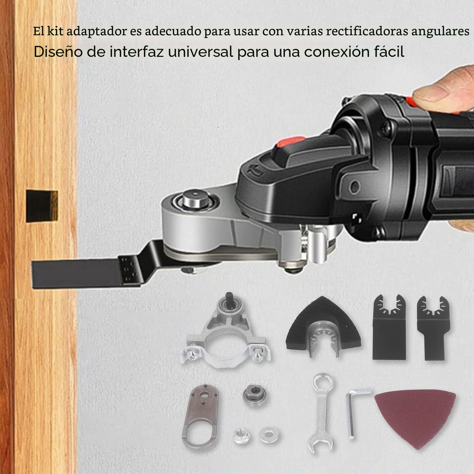 Convertidor de Amoladora Angular a Herramienta Oscilante Universal, Adaptador Multiusos Profesional para Cortar, Pulir y lijado Resistente y Compacto