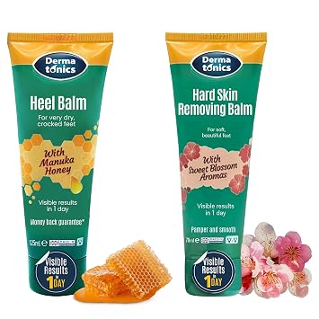 Dermatonics - Hard Skin & Callus Balm with Sakura Blossom & 10% Urea + Manuka Honey Foot Cream - Moisturizing & Repairing Care for Dry, Cracked Feet, Hands & Elbows - 2 2.37 fl oz