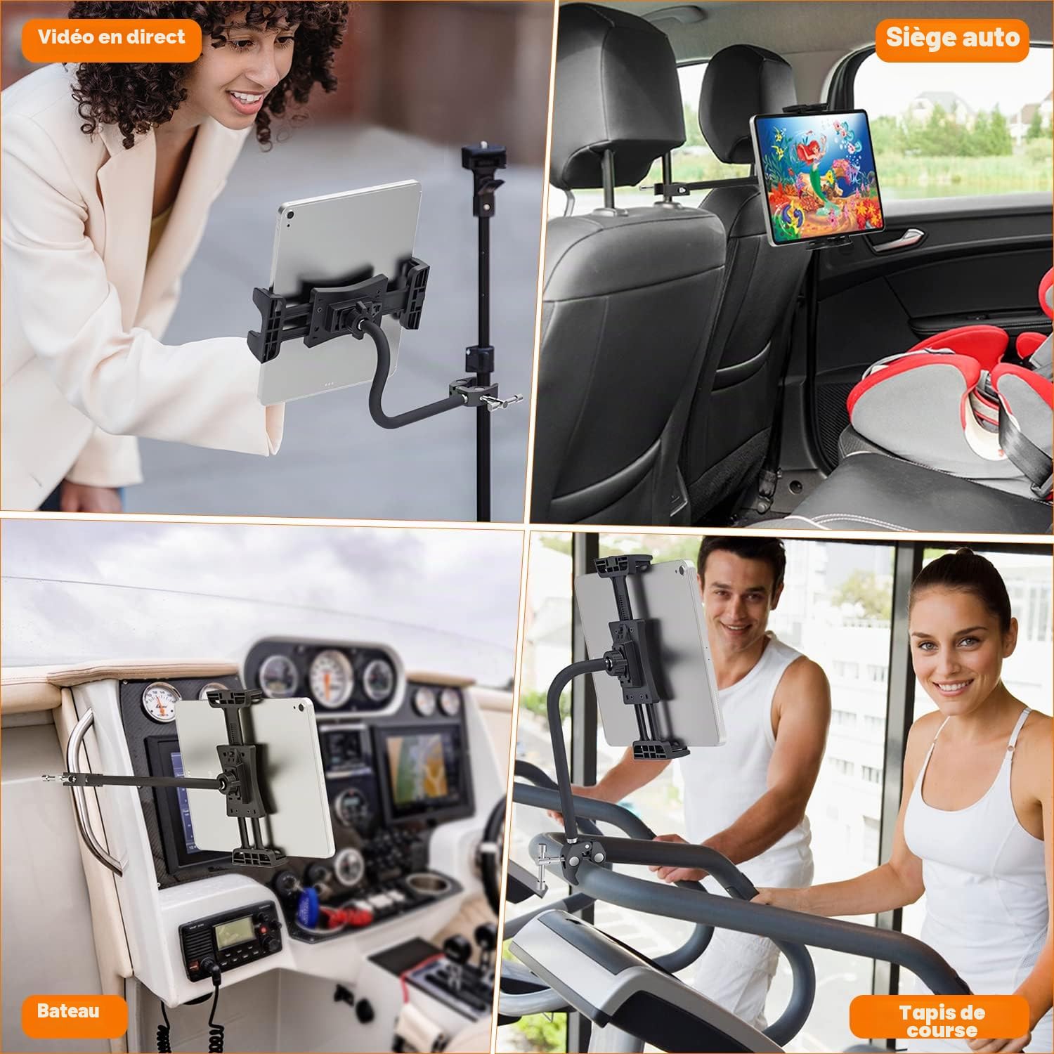 Tendak Support Tablette Col de Cygne pour Tapis de Course et Microphone - Compatible iPad, iPad Pro, Mini, Air 4.7-12.9 Pouces et Téléphone