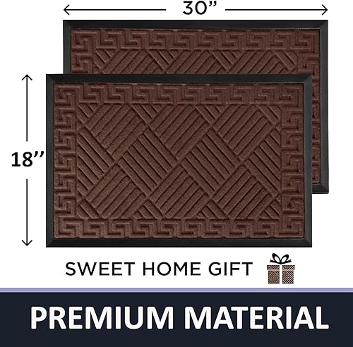 Miniatura 2 de Paquete de 2 tapetes para puerta delantera, interiores y exteriores, impermeables, de 18 x 30 pulgadas, antideslizantes, de goma resistente, para