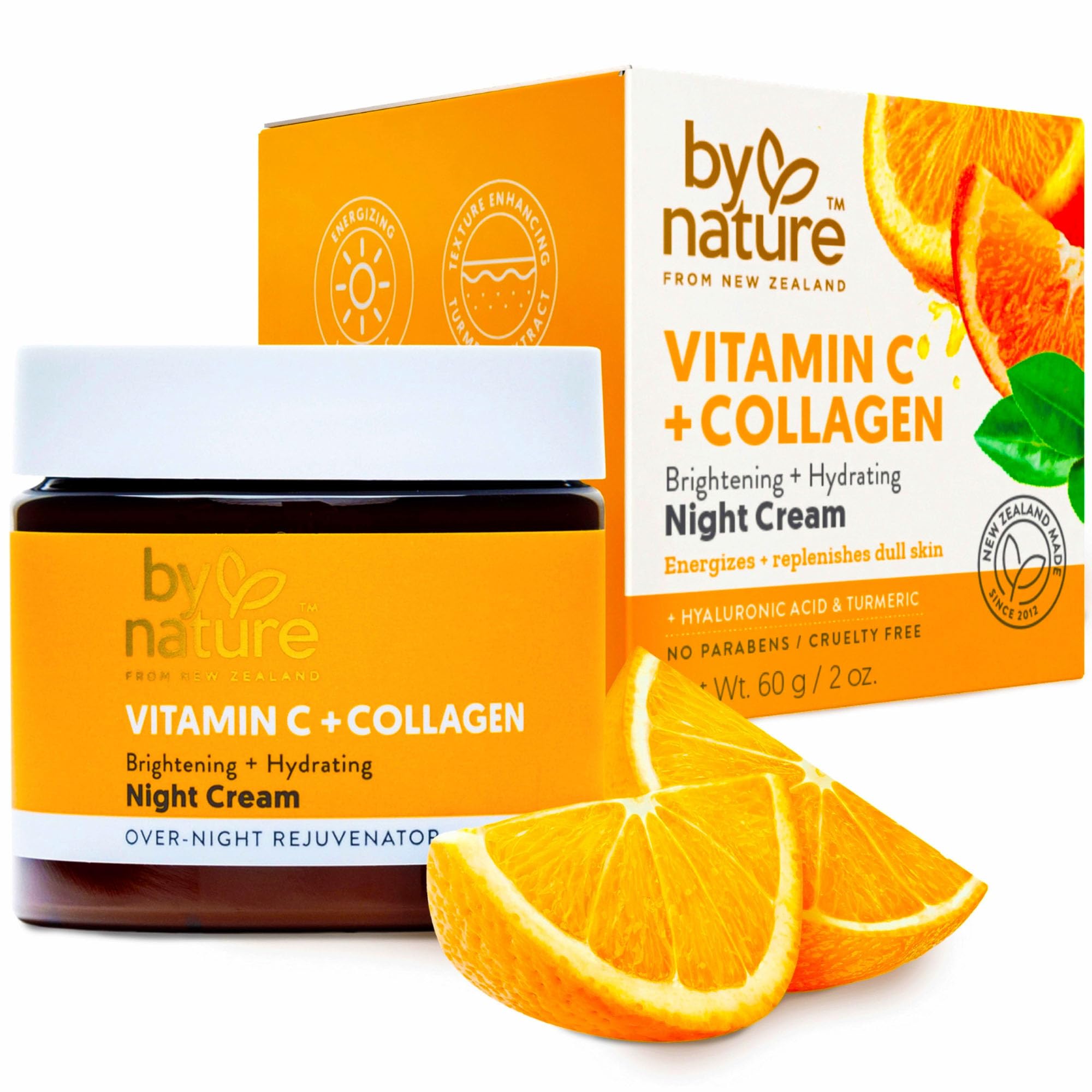 By Nature Face Night Cream - Vitamin C + Collagen PM Moisturizing Facial Lotion for Women (2 Oz)