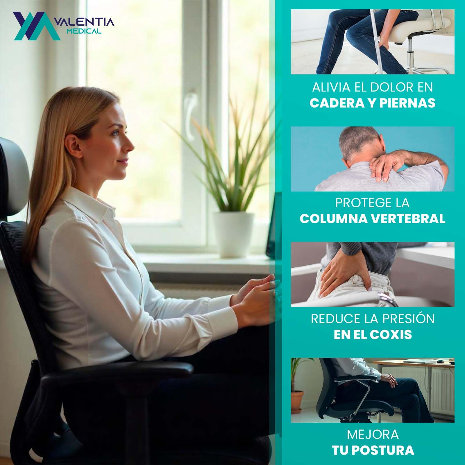 Ortopedyczna poduszka ortopedyczna wiskoelastyczna – ergonomiczna poduszka przeciwpoślizgowa – łagodzi ból na krzesło biurowe + koła + samochód + gaming poduszka do siedzenia