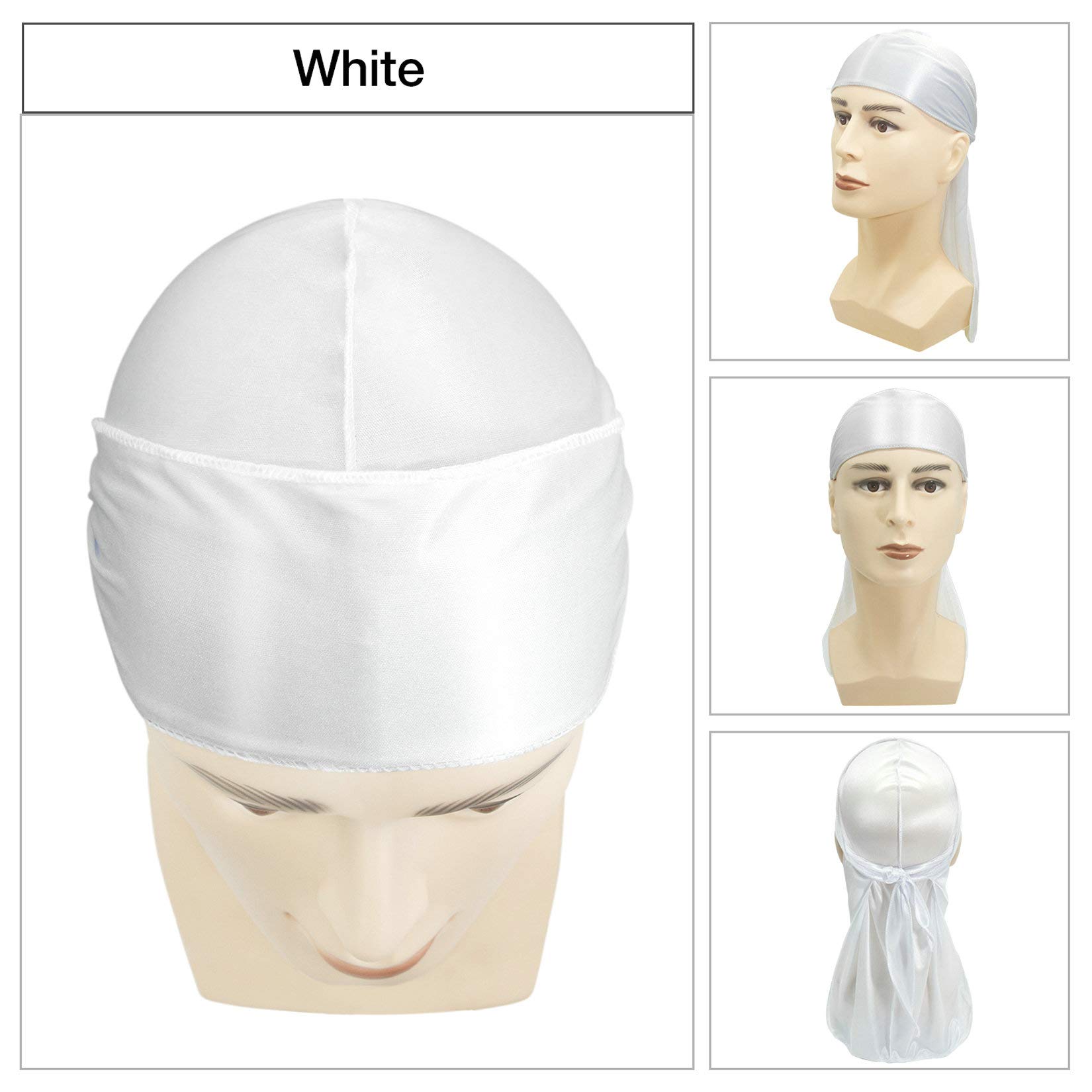 Hairizone 3 sztuki jedwabistych Duragów dla mężczyzn, fale, z 1 nasadką z falą, czarny, biały, czarny kapelusz, 1 stück (1er Pack)