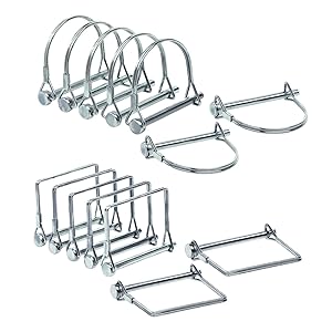 14 Pieces Shaft Locking Pin Safety Coupler Pin for Farm Trailers Wagons Lawn Garden 1/4 Inch Diameter in 2 Shapes of Square and Arch,Gold (Silver)