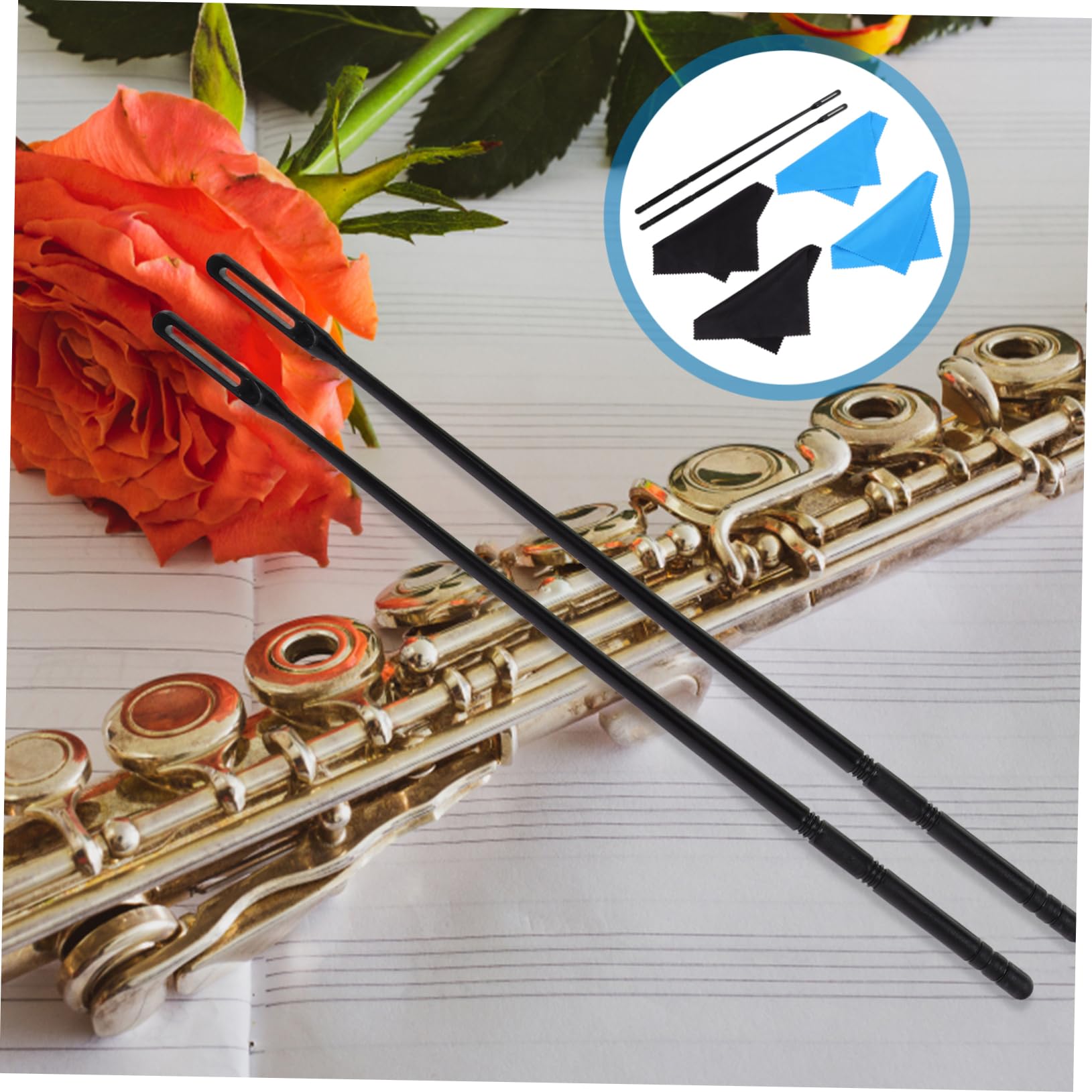 Abaodam Professional Flute Cleaning Kit Complete Set Rods Cloths for Flute Maintenance