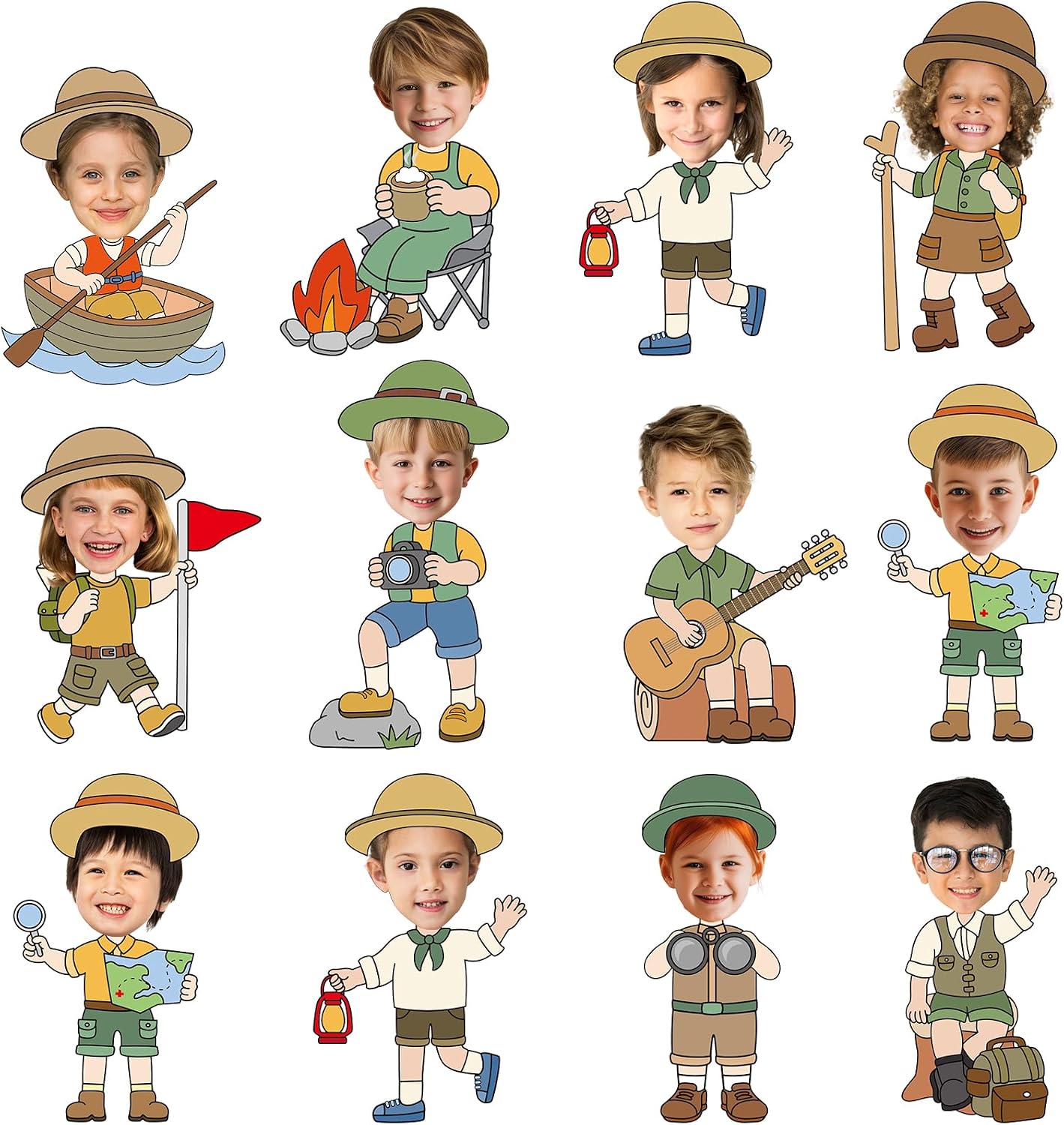 60pcs Camping Theme DIY Cutouts Camper Bulletin Board Decoration Set Camping Adventure Paper Cut-Outs Classroom Decor for Boy Girl Classroom DIY Photo Craft Kindergarten School Wall Door Supplies