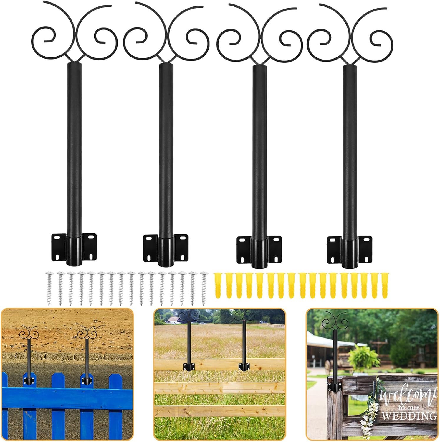 Beaupretty Outdoor String Light Poles 40cm 4pcs Hanging Light Support Rods for Patio Garden Fence Outdoor Lighting Accessory
